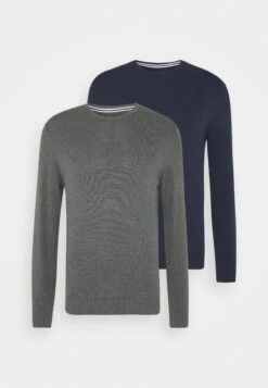 Pier One 2 Pack- Jersey De Punto - Dark Blue/Mottled Dark Grey
