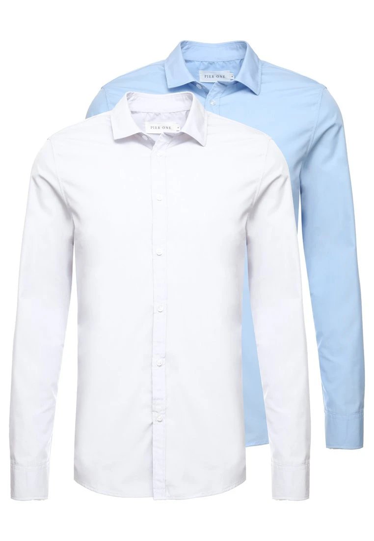Pier One 2 Pack - Camisa Elegante - White/Light Blue 8 Pier One 2 Pack - Camisa Elegante - White/Light Blue - Imagen 6
