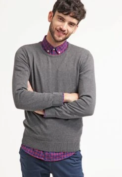 Pier One Basic Crewneck - Jersey De Punto - Dark Grey Melange