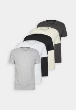 Pier One 5 Pack - Camiseta Básica - White/Off-White/Light Grey/Beige/Black -Pier One Tienda de ventas 7bf5e8f476e84e10a6f18ffb93b5ff4c