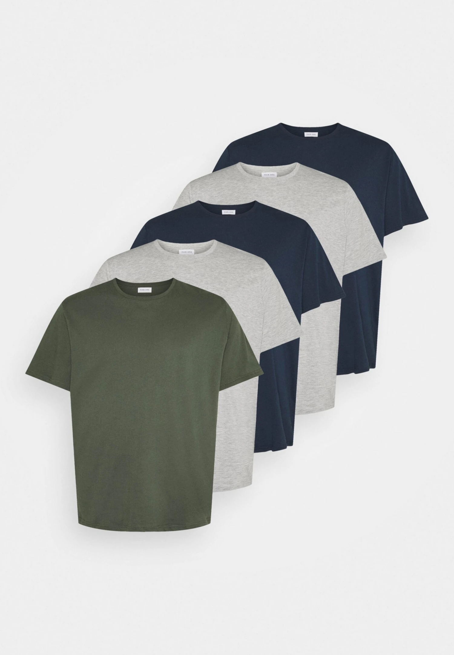 Pier One 5 Pack - Camiseta Básica - Khaki/Grey/Dark Blue 7 Pier One 5 Pack - Camiseta Básica - Khaki/Grey/Dark Blue - Imagen 5